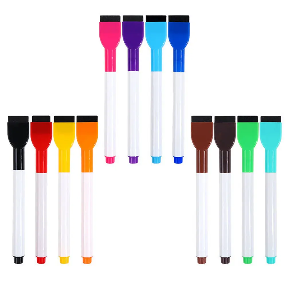 12Pcs Colorful Whiteboard Pens Dry Erase Markers ABS Felt Brush Quick Drying Erasing Smooth Writing Markers Dry Erase Marker