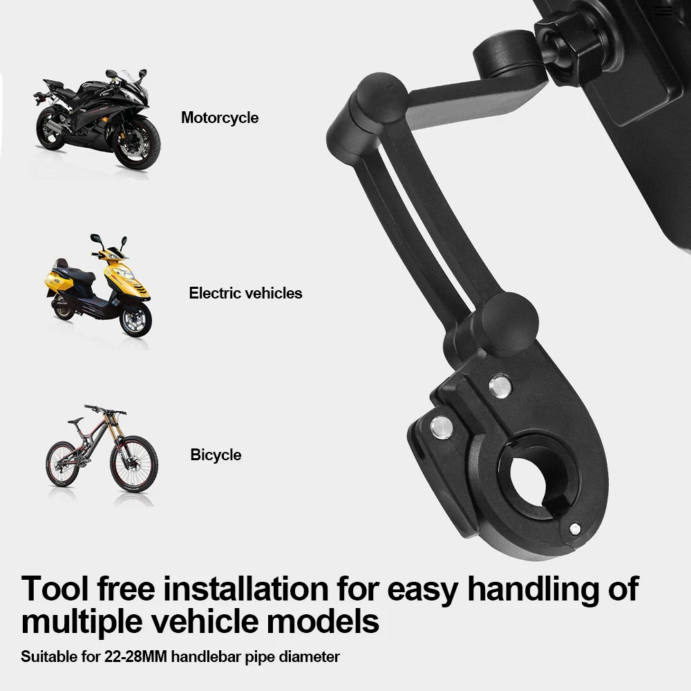 Motorcycle Bicycle Waterproof Phone Holder Supports Universal 7-Inch Mobile Phone Gps 360-Degree Rotating Adjustable Holder