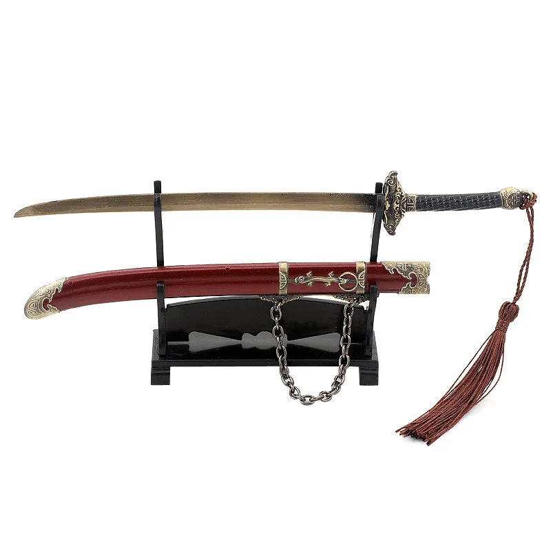 Modelo de arma fría antigua de 22cm/8,66 pulgadas, modelo de espada Qijiajun con vaina, colección de adornos artesanales, exhibición de escritorio, regalo para niño