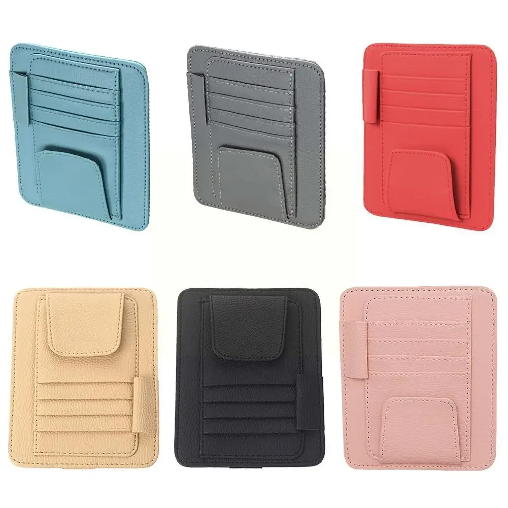 Car Sun Visor Mutil-Pocket Storage Organizer Auto Interior Accessories Car Documents Pouch Credit Card Sun Glasses Pens Holder image 4