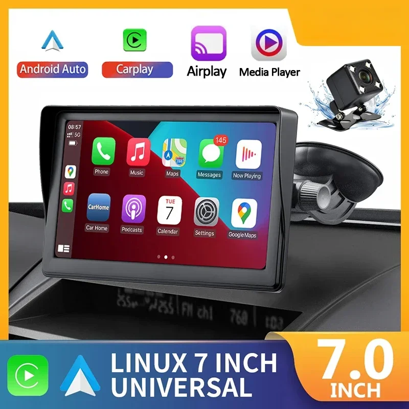 7Inch Universal Car Radio Automotive Multimedia Wireless Carplay Android Auto Video Player Touch Screen BT AUX for Car Display