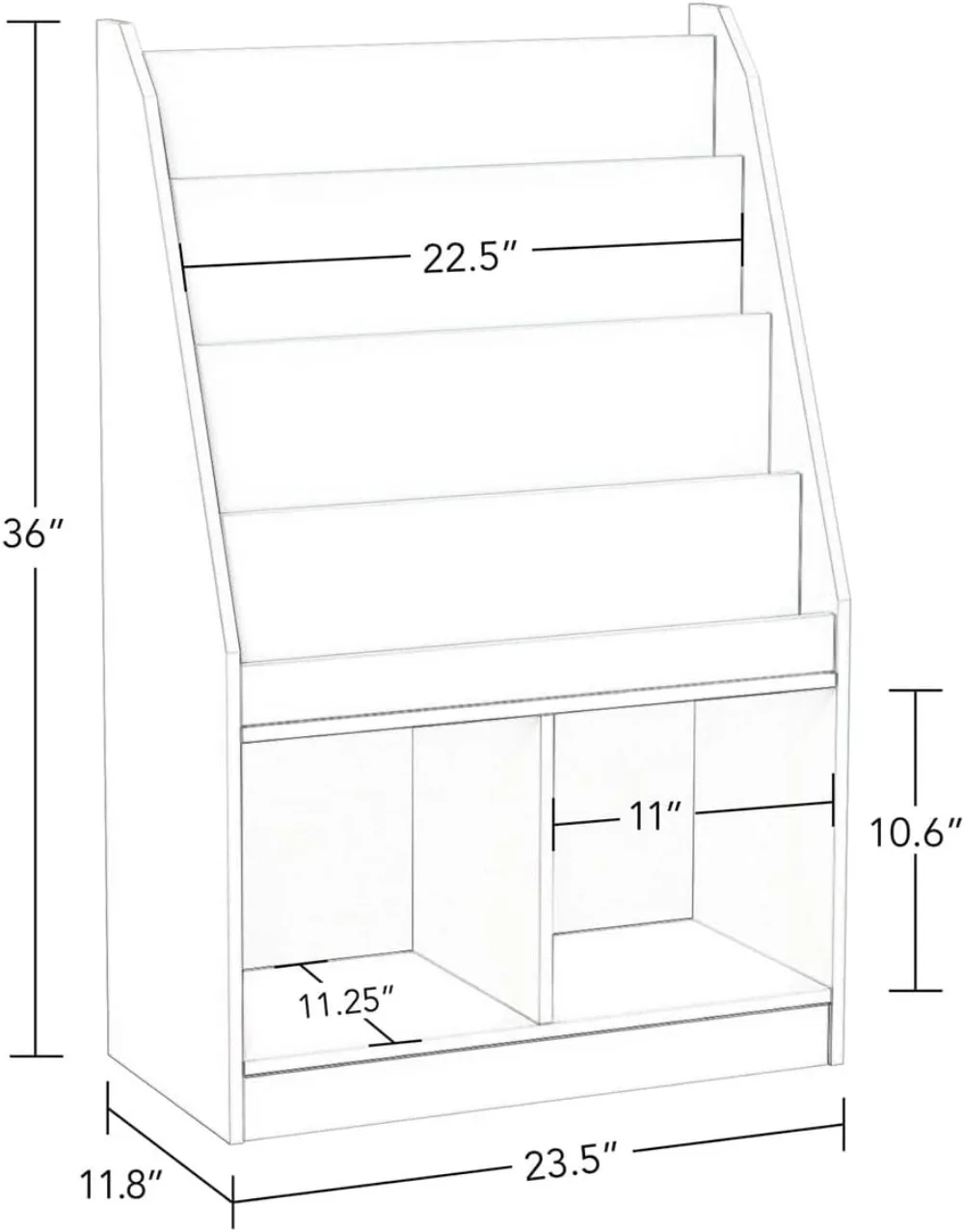 Scaffale per bambini e organizer per giocattoli con 4 librerie, 2 scomparti: spazio versatile per la sala giochi della camera da letto