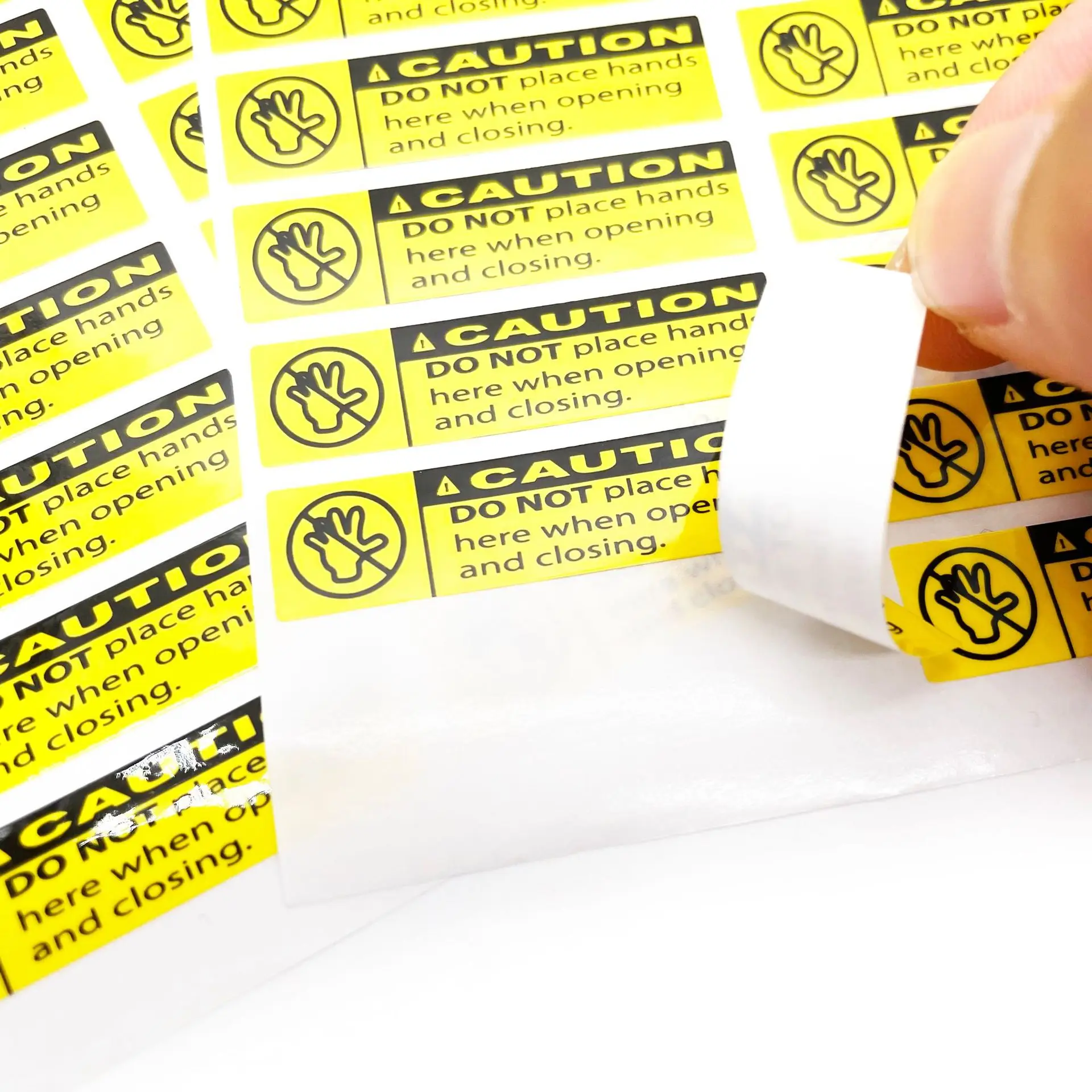 Maßgefertigte Gelbe PVC-Warnaufkleber für den Außenbereich, Bedruckte Personalisierte Design-Etiketten mit Glänzender Oberfläche und Klebstoff – Detail 2