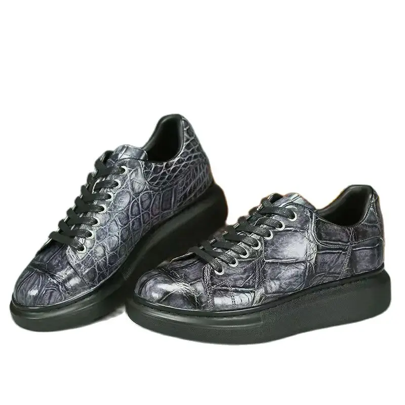 2024 new arrival Fashion Crocodile Skin causal shoes men,male Genuine leather sneakers pdd527