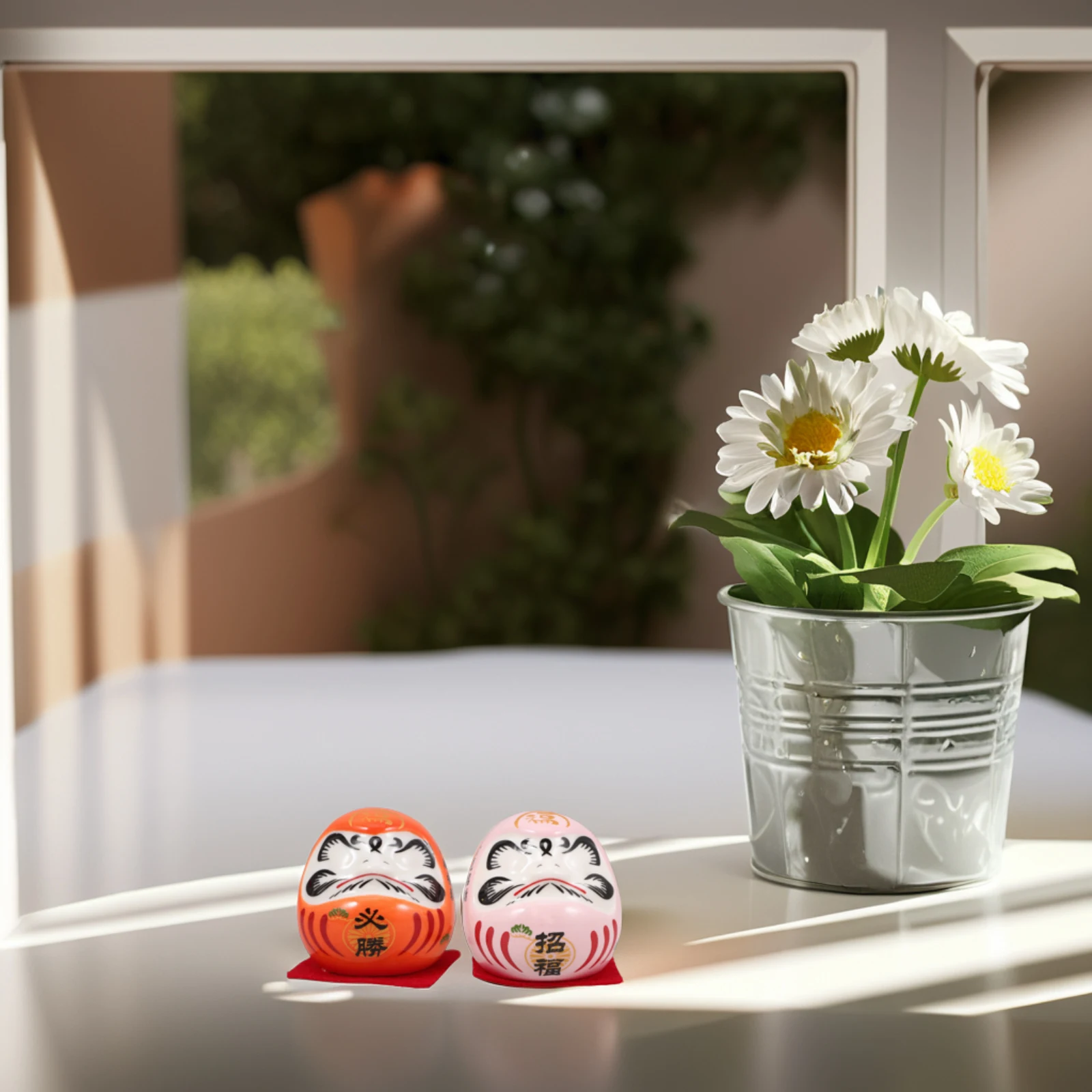 

1Set Japanese Ceramic Egg Home Wealth Zen Ornament Good Luck Sculpture Prosperity Decoration Car Dashboard Japanese