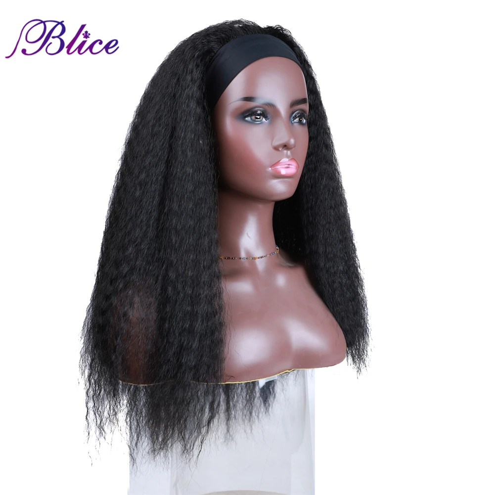 Blice Synthetic Headband Wig Kinky Curly Hair Extensions Elastic Scarf Wigs No Sew In For African American Women