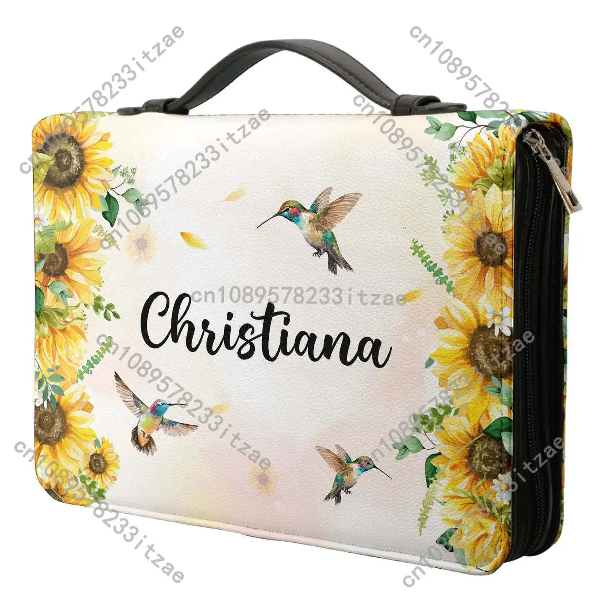 عباد الشمس الصليب الطنان تصميم حقيبة الكتاب المقدس الجلدية للنساء الكتاب المقدس الآية طباعة السيدات مقبض حقيبة يد 2024 غطاء الكتاب المقدس المخصص