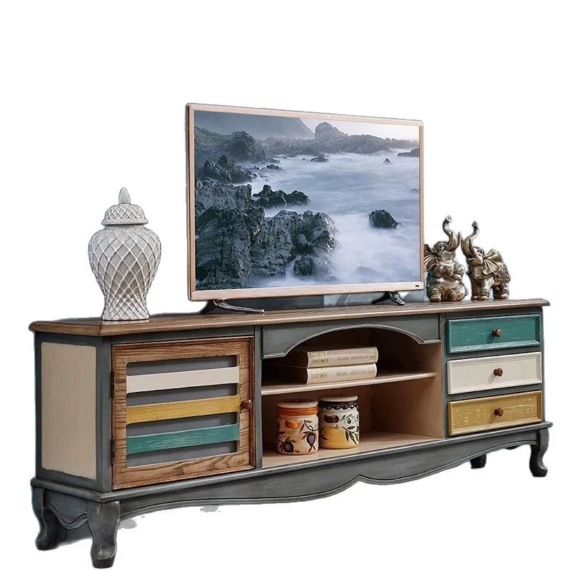 

American TV cabinet living room modern simple antique small apartment retro furniture medieval European style coffee table