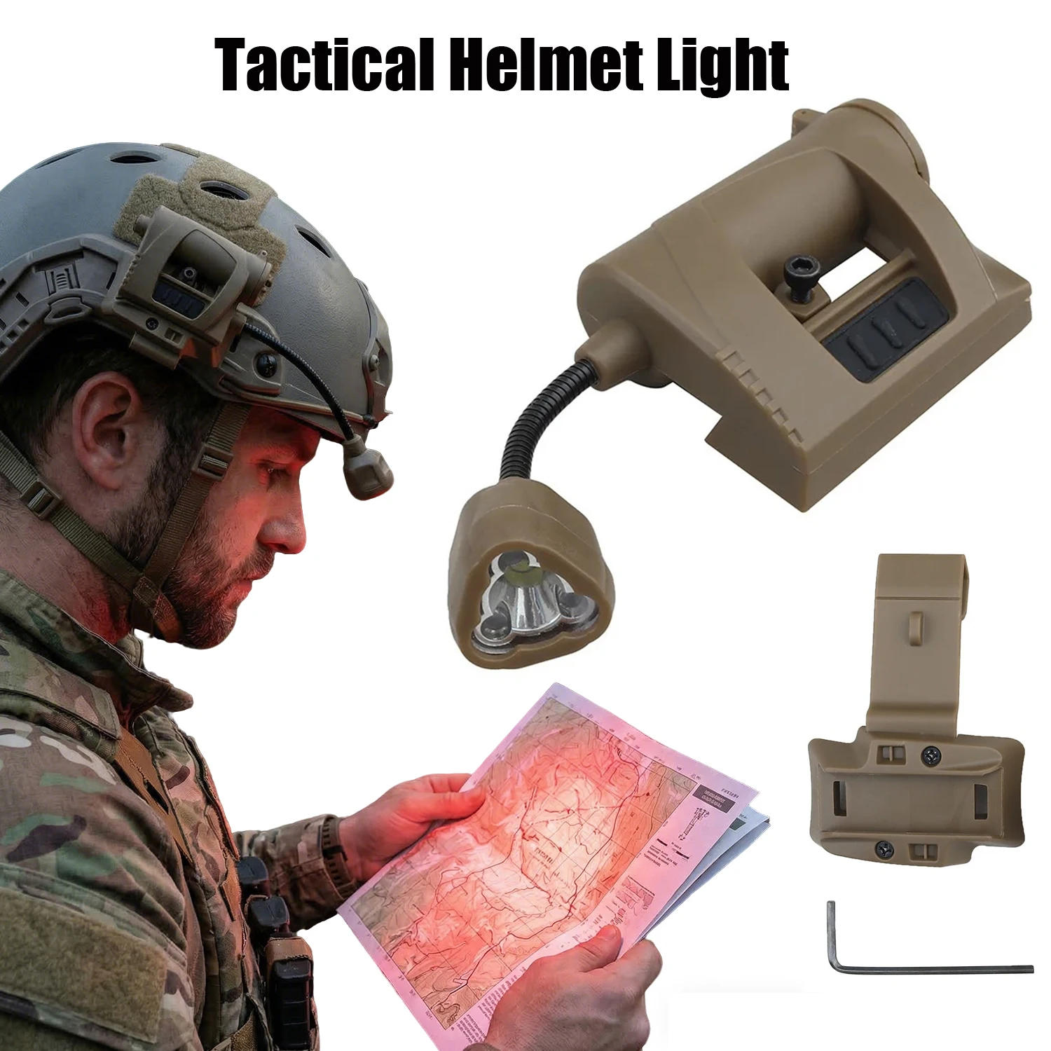 

Тактический фонарь для шлема MPLS CHARGE 3 режима (зеленый, красный, белый) – энергосберегающая лампа для шлема, для охоты и страйкбола