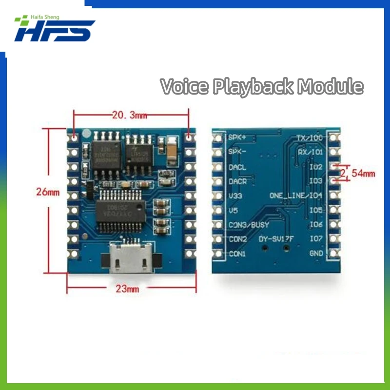 

DY-SV17F MP3 Player Module Voice Module 4MB Voice Playback IO Trigger Serial Port Control USB Download FLash