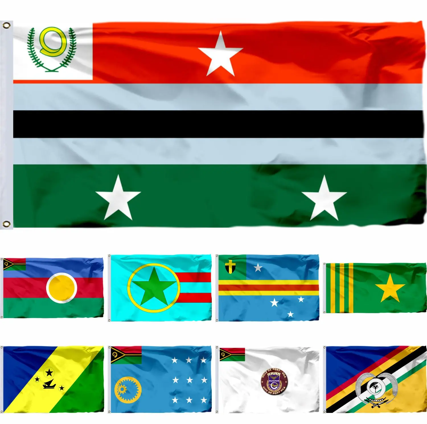 Vanuatu Penama Flag 3X5FT Malampa Banner 90X150CM Sanma 21X14CM Shefa 3X6FT Tanna of Tafea and Port Vila