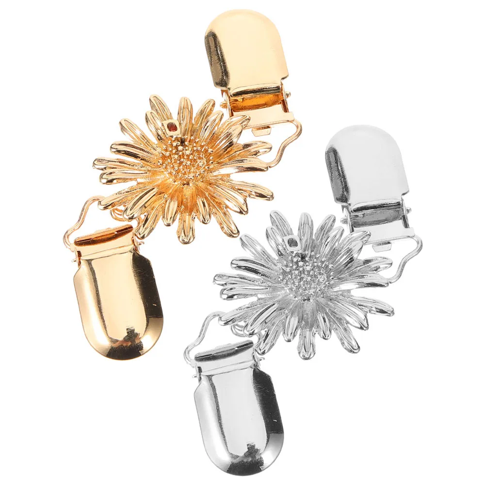 2pcs Shawl Clip Metal Cardigan Clasp Flower Design Clothes Fastener For Women Scarf Sweater Shawl Fixing Clip Clothing