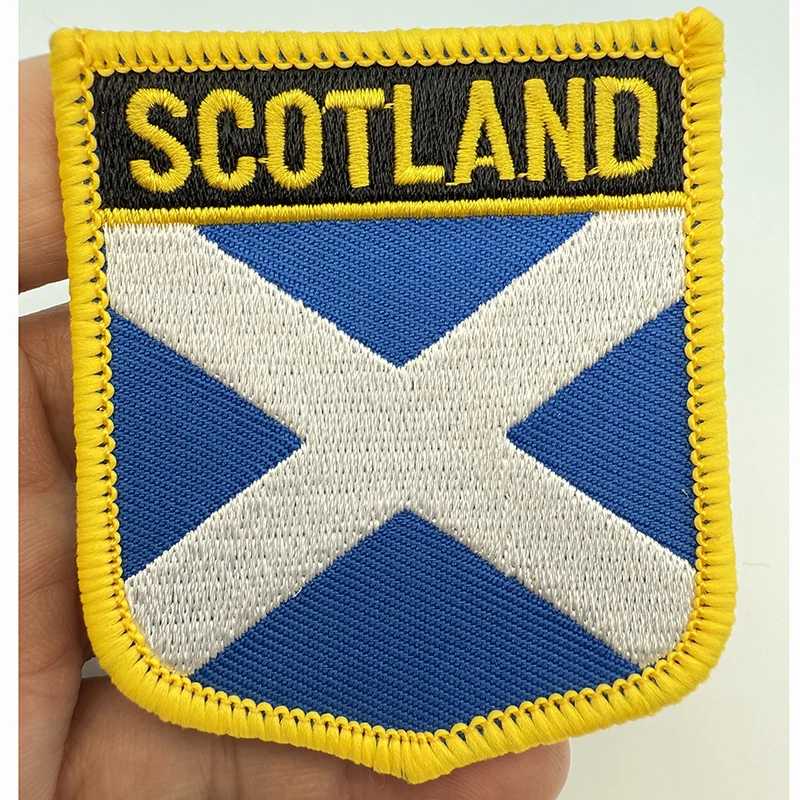 7*6CM SCOTLAND BLUE Shield Shape Iron-on Flag Patch Embroidered Saw on Badges Patches for Clothing