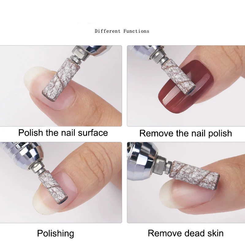 Prego mini lixa bandas mandril bit para manicure lixa anel titular pele morta unhas gel remover 3/32 "acessórios de broca do prego