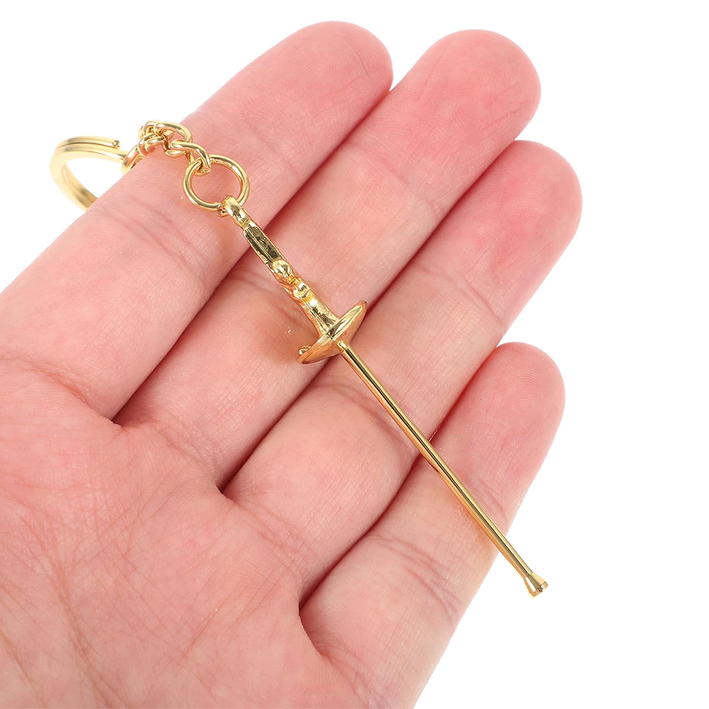 

2 Pcs Fencing Keychain Bag Hanging Decors Souvenir Chains Pendant Metal Backpack Ornaments Pendants