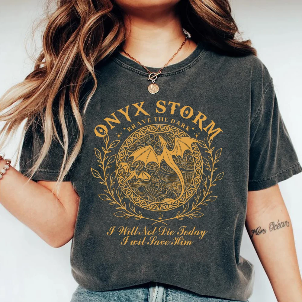 Vintage Onyx Storm camisa Dragon Rider Xaden Riorson camiseta Iron Flame cuarta ala Unisex Camiseta de manga corta Y2K Tops de moda diarios