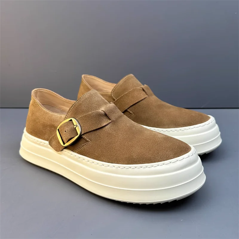 

Genuine Leather Man Slip On Casual Shoes Fashion Men Thick Bottom Slippers