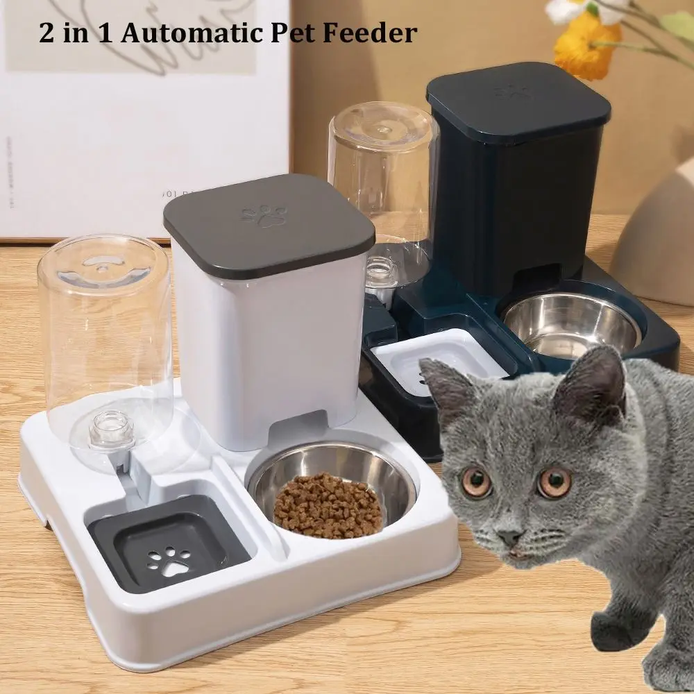 New Large Capacity Automatic Pet Feeder Portable 5 Colors Non-Slip Pet Bowl Pet Supplies 2 in 1 Cat Dog Water Dispenser Feeder