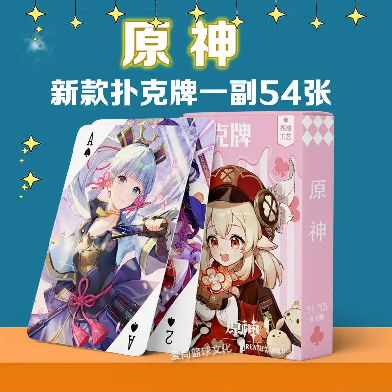 55 Pcs/Set Anime Game Impact Poker Cards Toy Yoimiya Ayaka Kazuha Cosplay Board Game Playing Cards With Box Collection Gift