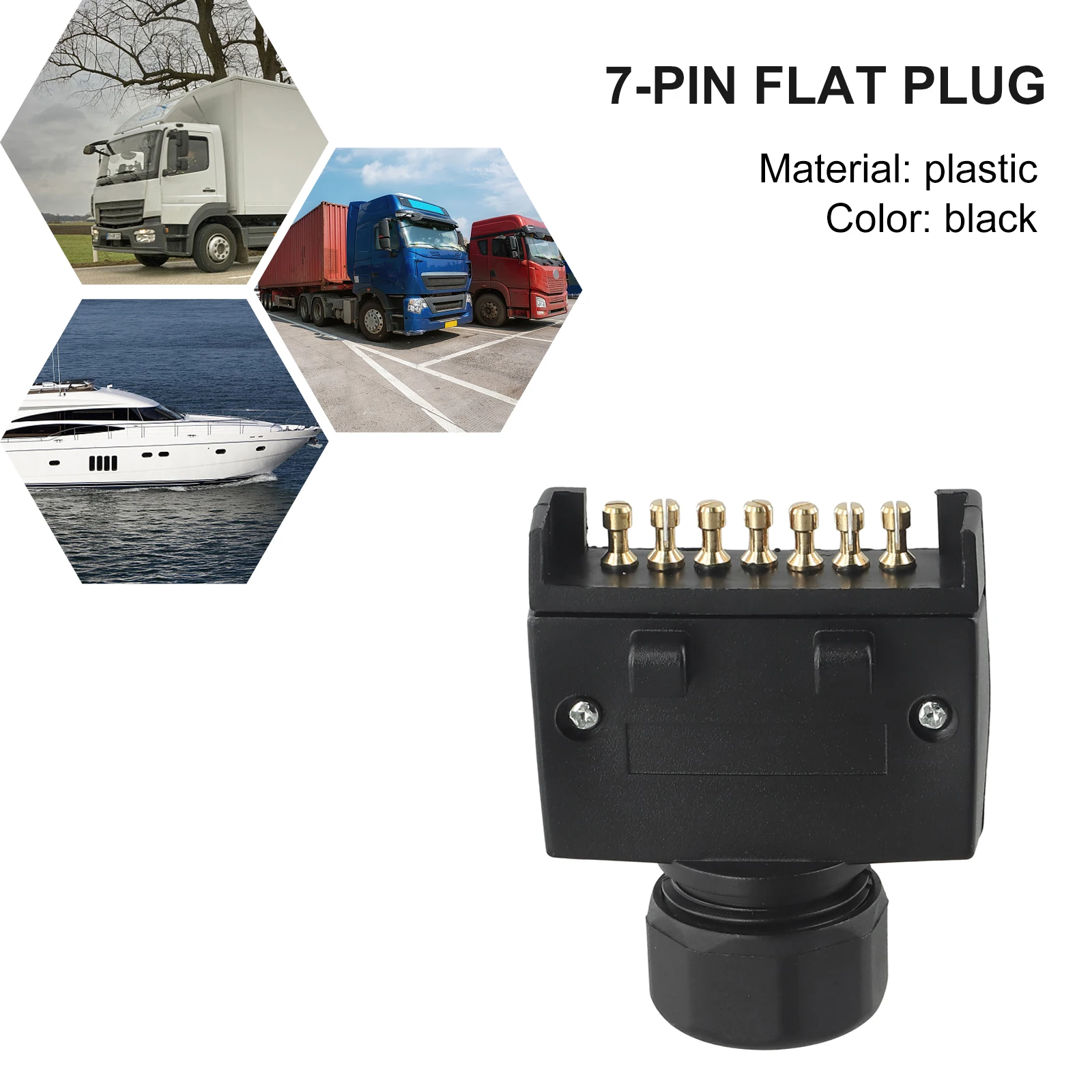 For Trucks RV Boats Trailers Connector For Indicators Australian Standard Black Boat Quick Fit 2.95*2.44*0.75\\\"