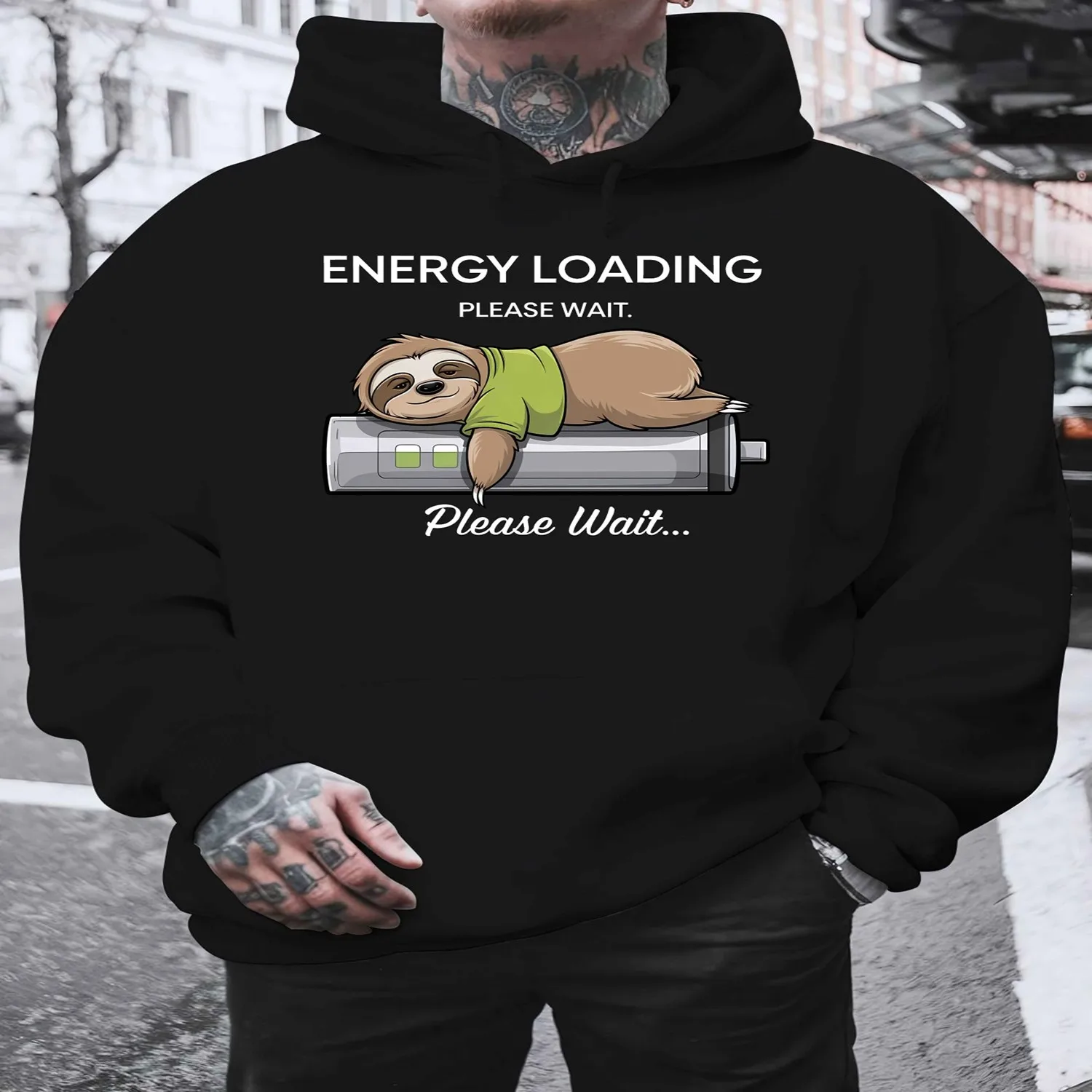 Energy Loading Please Wait Piease Wait Youth Autumn And Winter Plush Sweater Men'S Clothing Free Hoodie Clothing American Fashion Printed Top Men'S Gift hooded sweatshirt, everyday wear hoodie