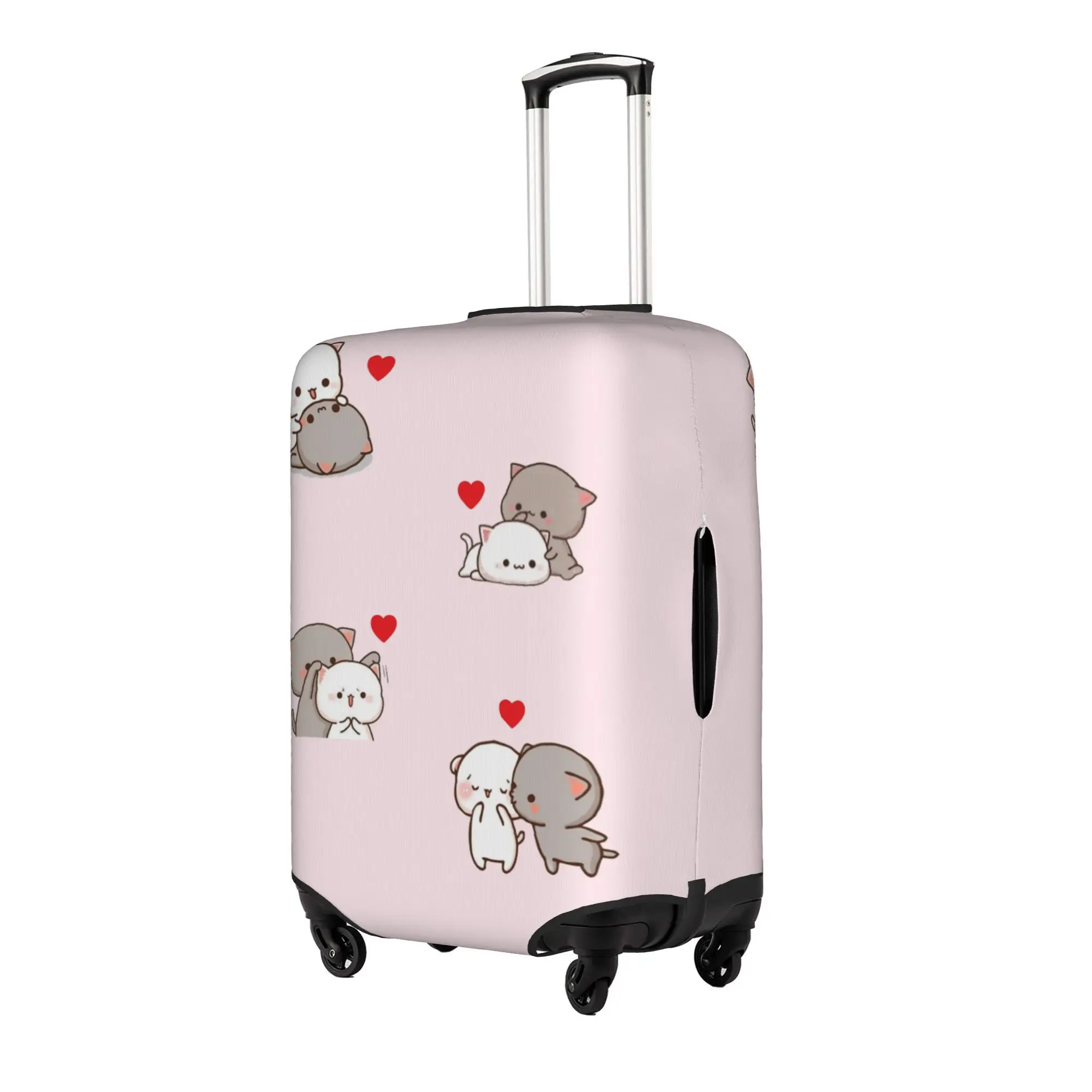 Custom Some Cute Gifs Of Mochi Peach Cats Love Luggage Cover Elastic  Travel Suitcase Protective Covers Fits 18-32 Inch