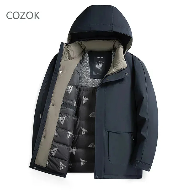 Short Down Jacket Removable Hat Jackets for Men Padded Duck Padding 2025 Luxury Male Winter Brand Warm Man Coat