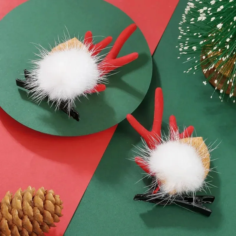 

Christmas Hair Clips Small New Year Reindeer Antlers Headband Hairpins Beauty Deer Gairl Accessory Headdress 5 Pairs
