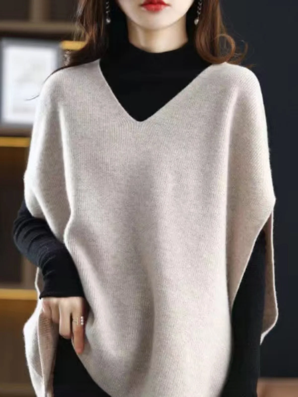 

Женская вязаная жилетка с V-образным вырезом для повседневной носки, стандартной длины, из других материалов, 100% модная женская куртка