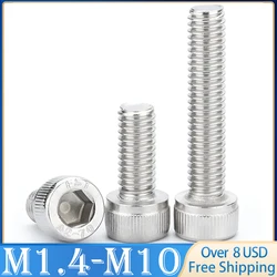2/5/10/50pcs DIN912 M1.4 M1.6 M2 M2.5 M3 M4 M5 M6 M8 M10 A2-70 304 Stainless Steel Allen Hexagon Hex Socket Cap Head Screw Bolt