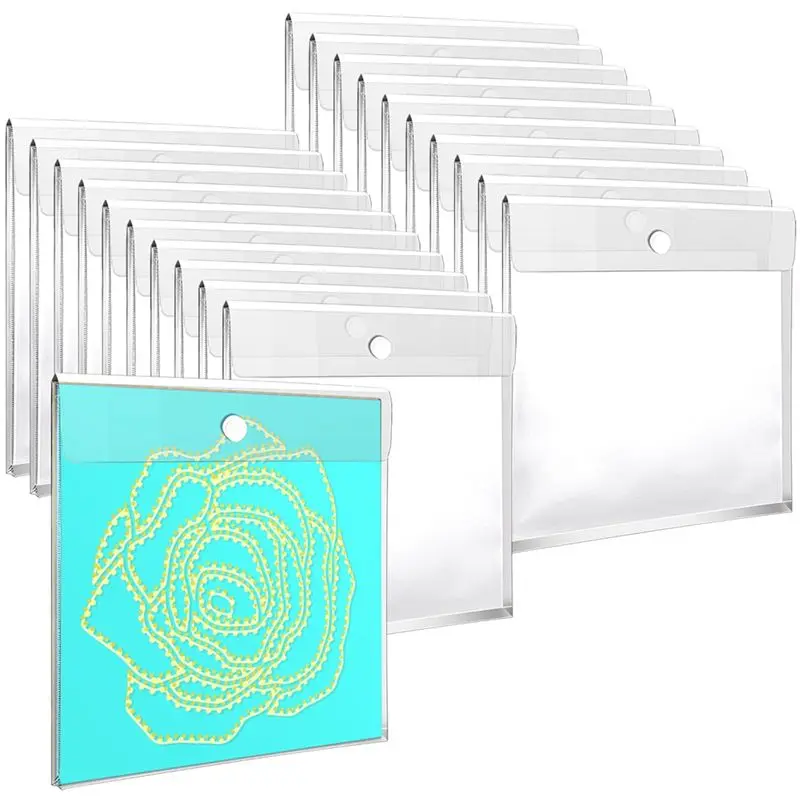 20pc-126inch-x-126inch-scrapbook-paper-storage-organizer-with-08-inch-expansion-reusable-plastic-envelopes-pockets