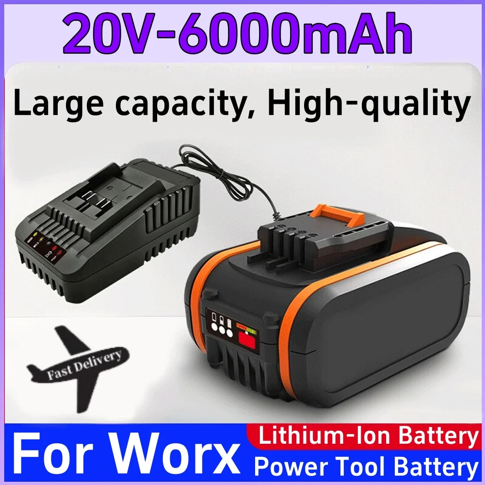 

For Worx 20V 6.0Ah Lithium battery Rechargeable WA3553 WA3553.1 WA3551 WA3570 for All WORX Electric and Garden Tools