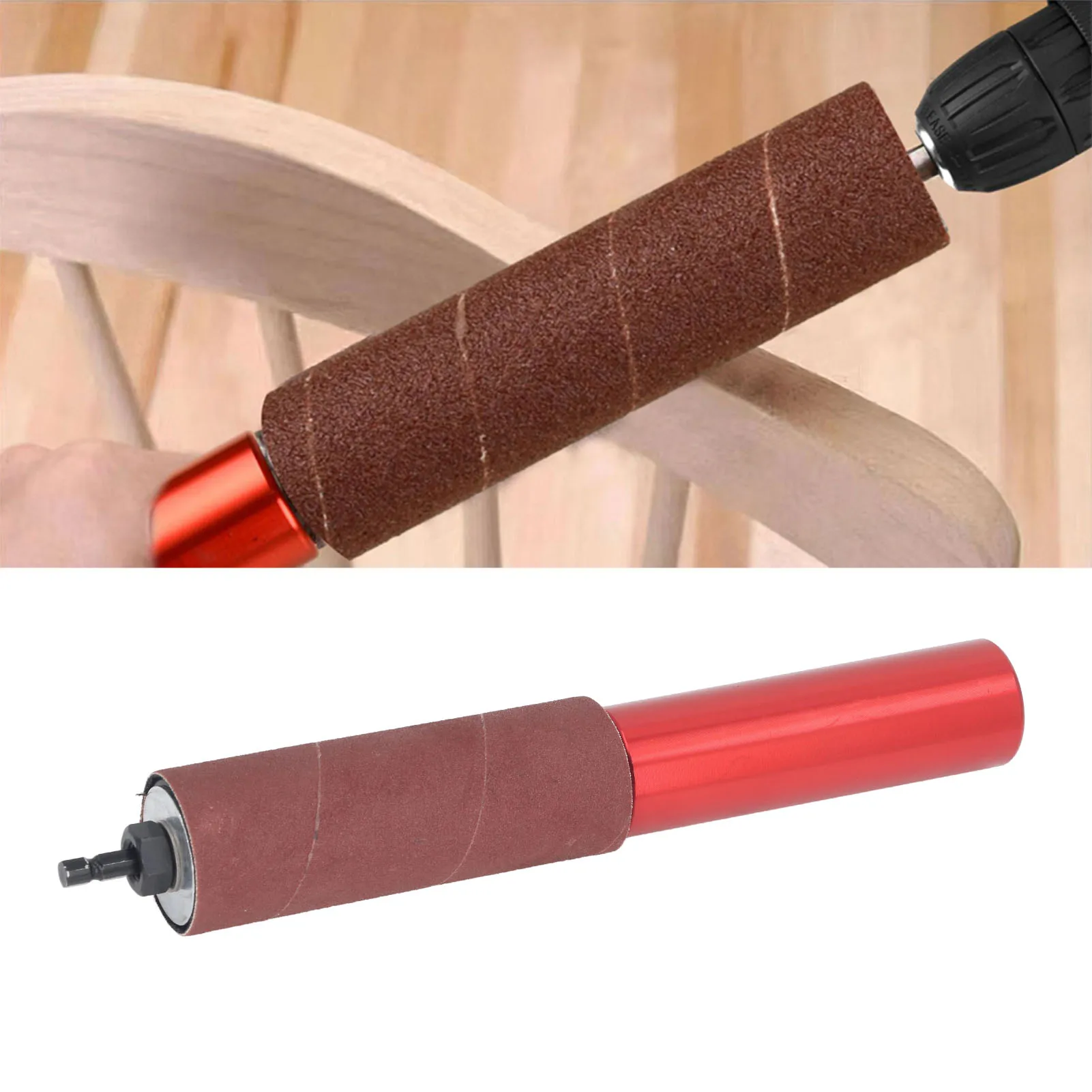 metal-sanding-drum-mandrel-red-cylindrical-drill-sanding-attachment-drill-compatible-plastic-spindle-sander-adapter-metalworking