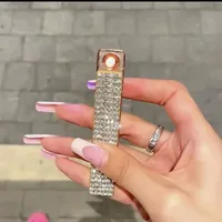 New Rechargeable USB Windproof Cigarette Lighter, Diamond-encrusted Tungsten Wire, Exquisite and Compact, Gift Lighter for Women