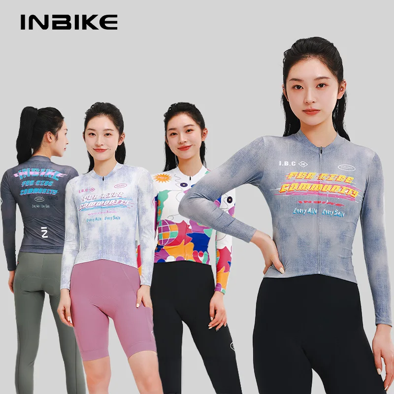 

INBIKE Women's Long Sleeve Cycling Jersey Spring/Summer Sweat-wicking UV Protection Bicycle Shirt For Road Bike Sport Clothing