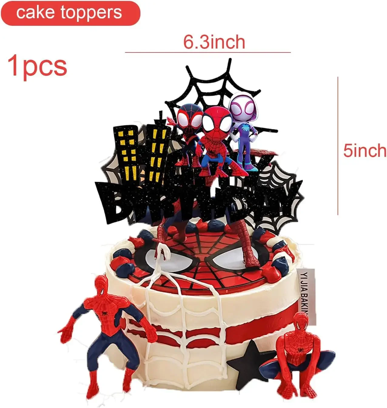 1Pcs Spiderman and His Amazing Friends Cake topper Decoration Spidey Froze Birthday Party Supplies for Kids Baby Shower Supplies