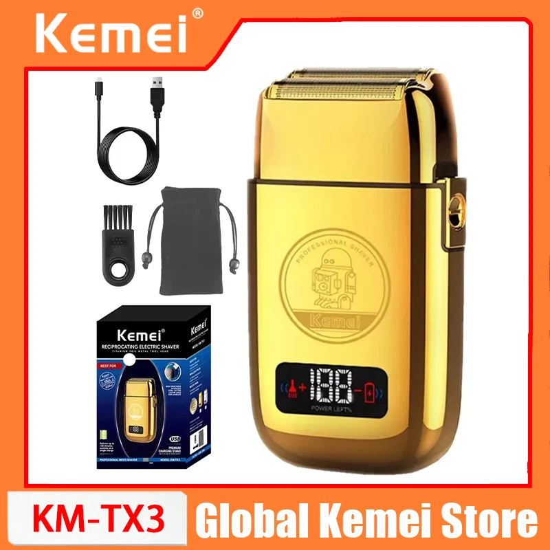 

Электробритва KM-TX3 с металлическим корпусом, перезаряжаемая, для мужчин, для стрижки волос и бороды, для бритья головы налысо, профессиональная бритва