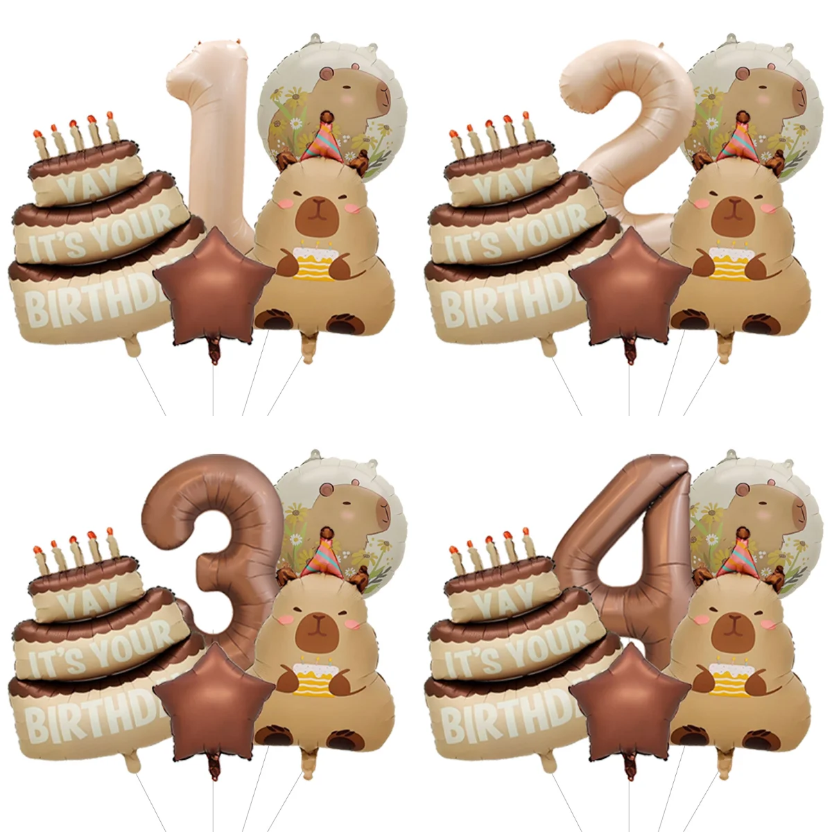 Capybara Tier Geburtstagsballon-Set Seitendekoration Ballongirlande für Hauptkulisse Zusatzdekoration