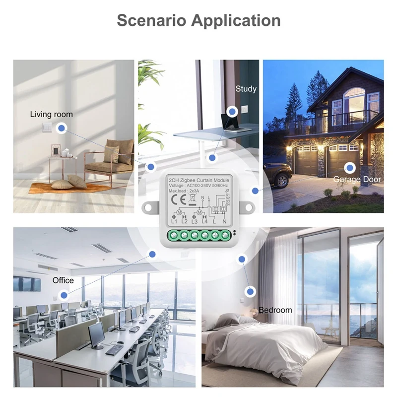 Tuya Zigbee Smart Curtain Switch Module 2CH Intelligent Circuit Breaker Support APP Remote Control For Curtain Switch