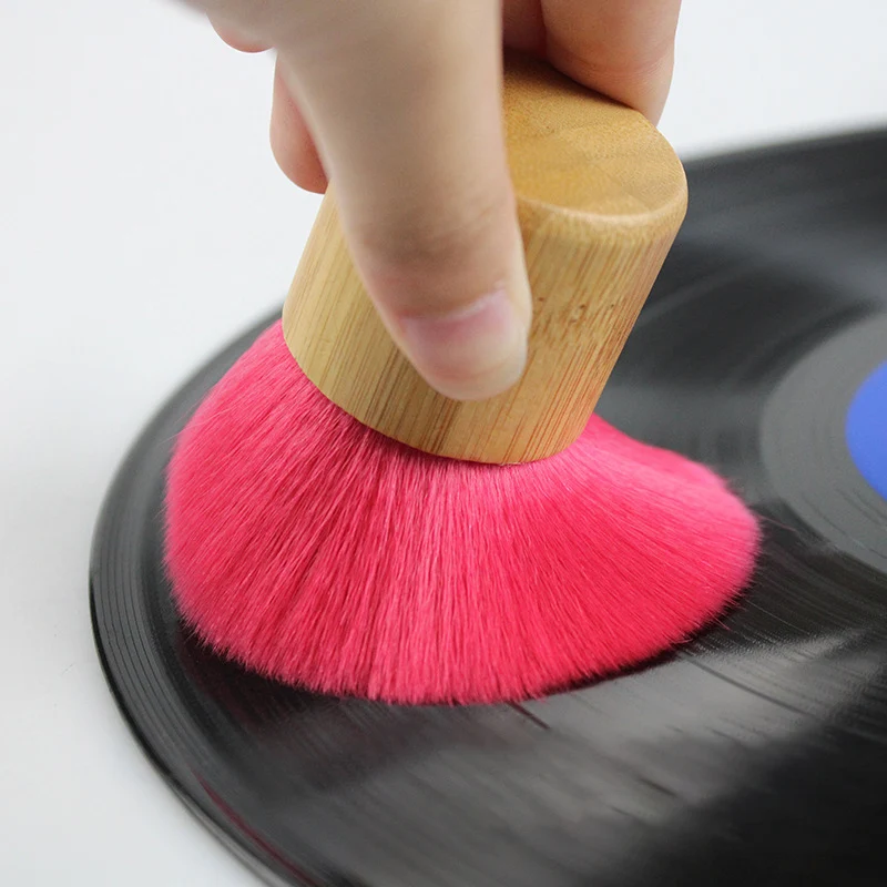 LP Vinyl Record Phonograph Turntable Cleaning Brush CD Dust Removal Anti-static Wooden Handle Soft Brush Accessories