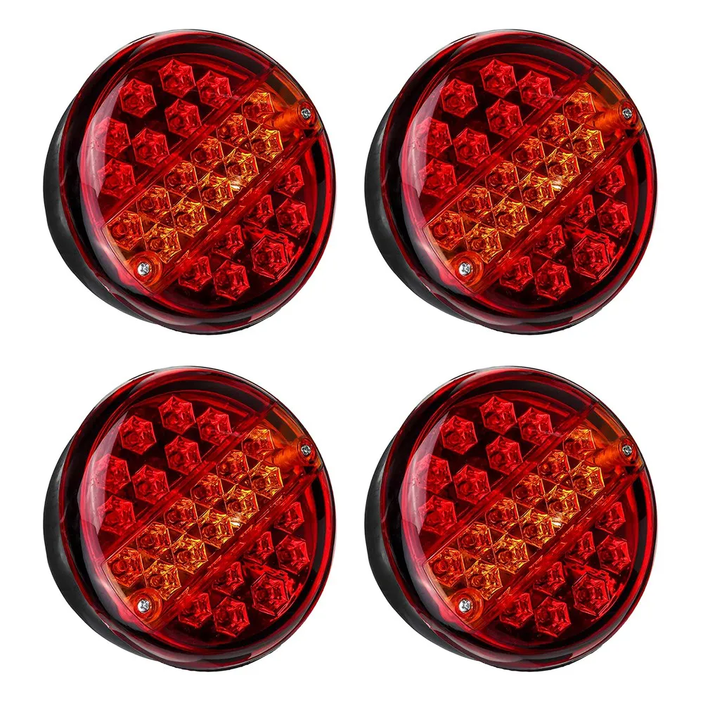 12-24V 6.1 Inch 25LED Car Trailer Tail Light Turn Signal Lamp Round Brake Light Indicator Caravan Lorry Van Waterproof