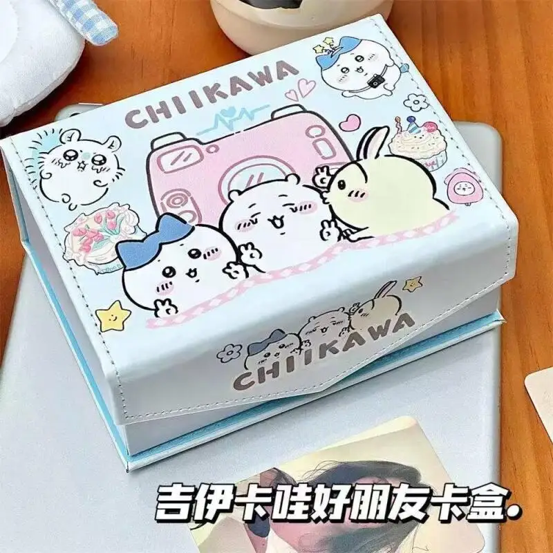 New Girl Chiikawa Cute Girly Heart PU Magnetic Attraction Flip Cover Card Box Student Desktop Card Storage Box Bags for Woman