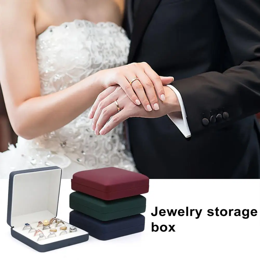 Jewelry Storage Box Luxury Faux Leather Velvet Lining Large Capacity Ear Studs Finger Ring Organizer Holder Container Case