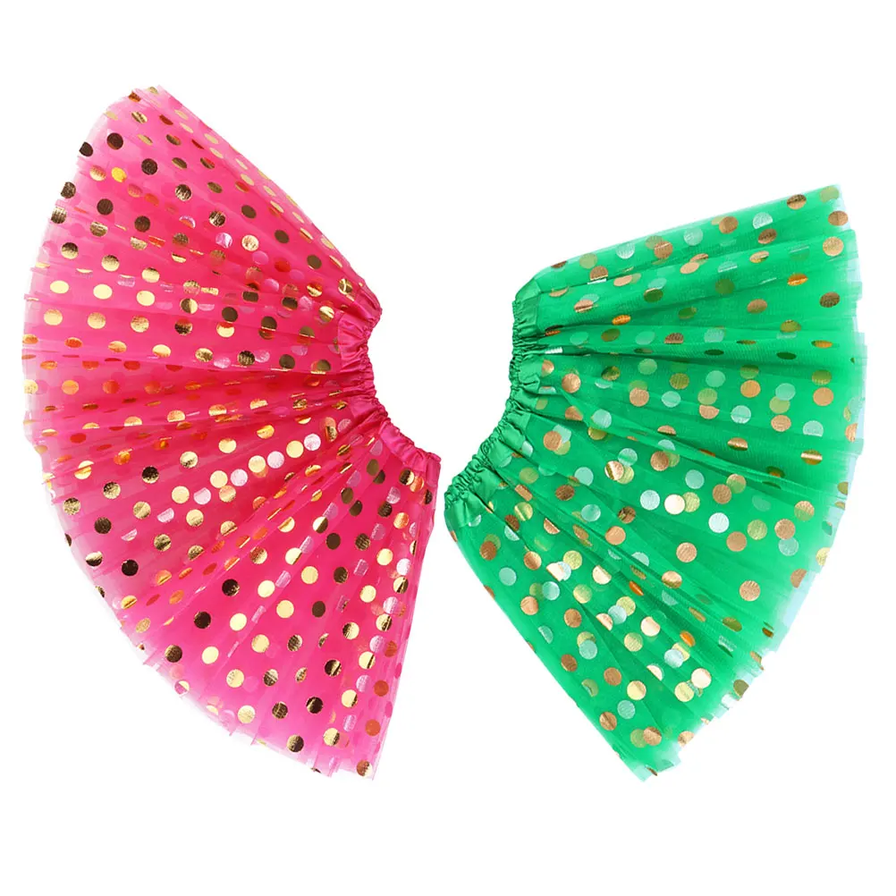 

2 Pcs Sequin Tulle Skirts Bronzed Tutu Dance Toddler Costume Girls Dresses Bright Color Adjustable Waist Kawaii Skirt