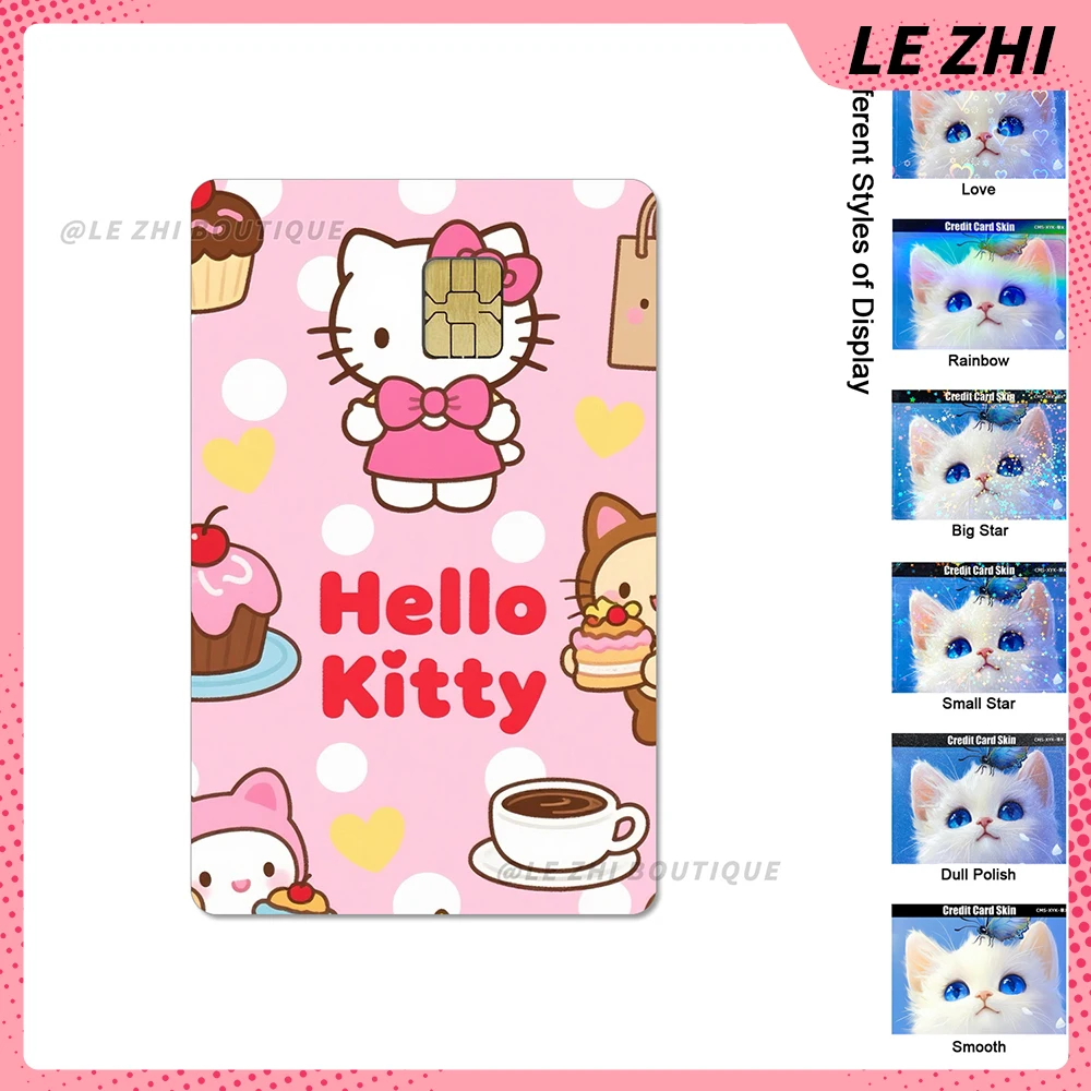 Kawaii Cartoon Anime Hello Kitty Shining Rainbow Love Star Skin Sticker Credit Debit Card Bank Card Access Card Party Sticker
