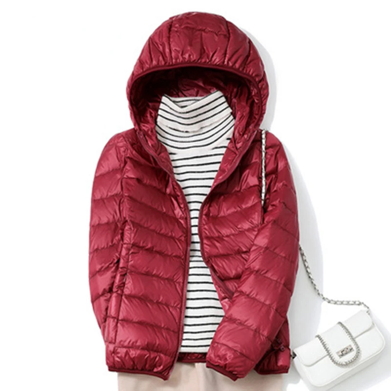 Women Puffy Jackets Ultralight Duck Down Jacket 2022 New Autumn Winter Portable Hooded Parka Coat Windbreaker Outwear 4XL