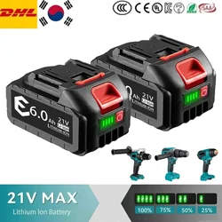 5S2P 21V 6000mAh Rechargeable Lithium Ion Battery for Makita Electric Saw Wrench Drill Angle Grinder Power Tool Battery EU Plug