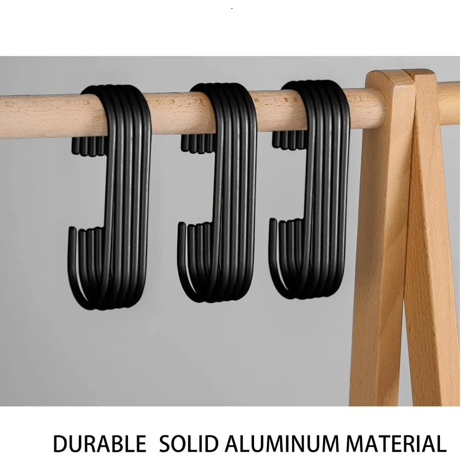 سبائك الألومنيوم C شكل السنانير 6 قطعة السنانير الثقيلة Multifutiol الأسود خزانة الملحقات لتعليق الملابس المناشف حقيبة الأحذية Sc