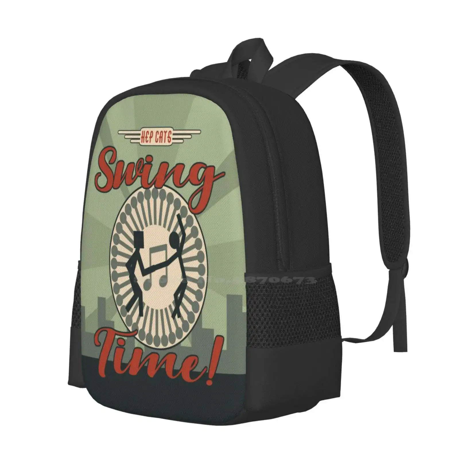 Swing Time Era Hot Sale Schoolbag Backpack Fashion Bags Swing Era Time Big Band Hep Cat Dance Vintage Retro Music Jazz Cool