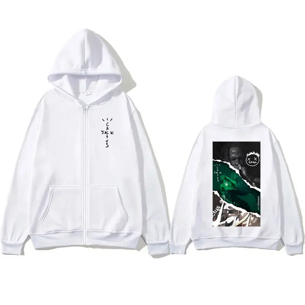 New Cactus Jack Zipper Hoodie Cool Look Mom I Can Fly Music Album Cover Print Hoodies Men Women Hip Hop Oversized Zip Up Jacket